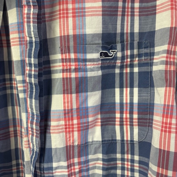 Vineyard Vines Men's Tucker Blue and Red Plaid Shirt Small - Picture 2 of 6